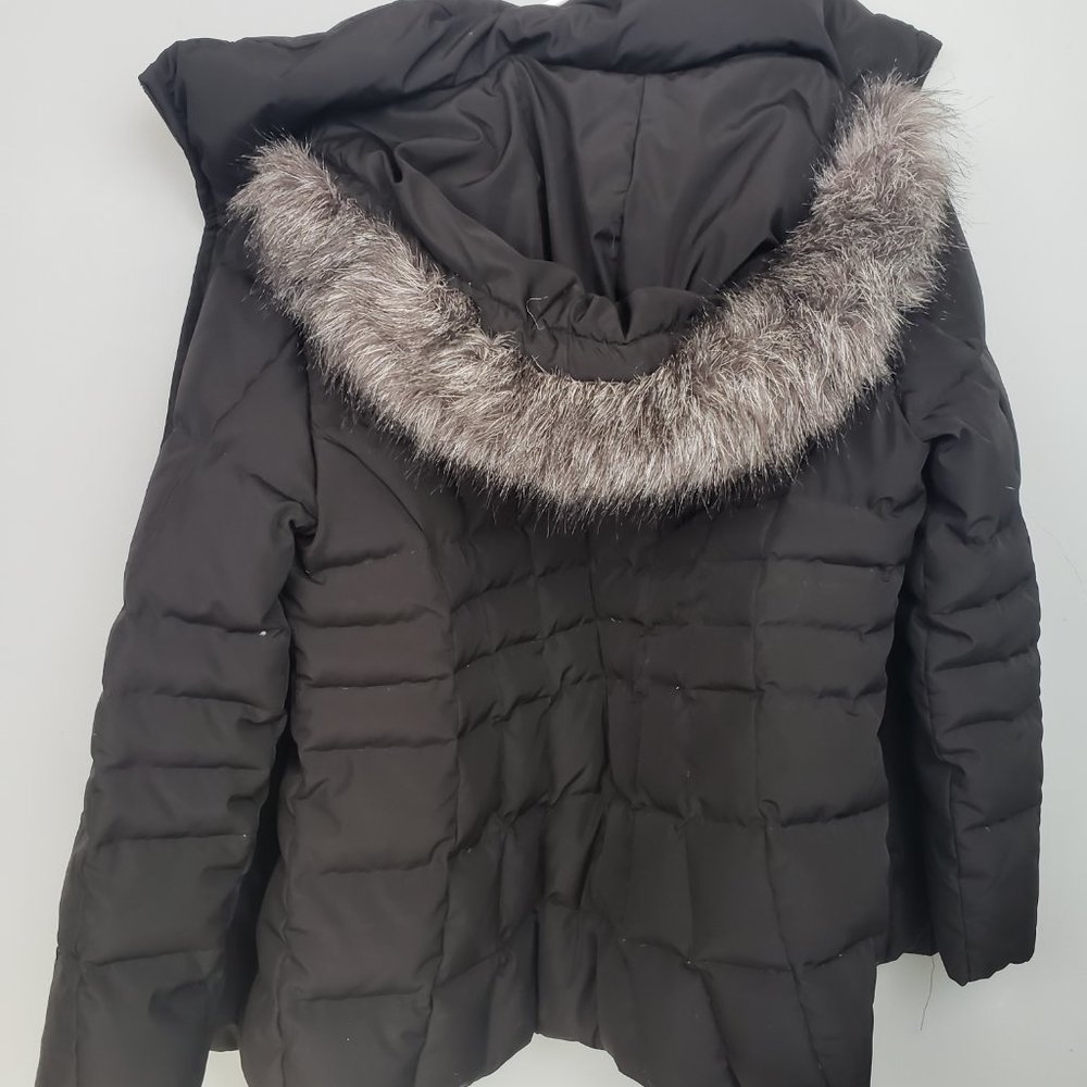 Calvin Klein Duck Down Puffer Coat w/ removable fur Trimmed Hood Size L Womans